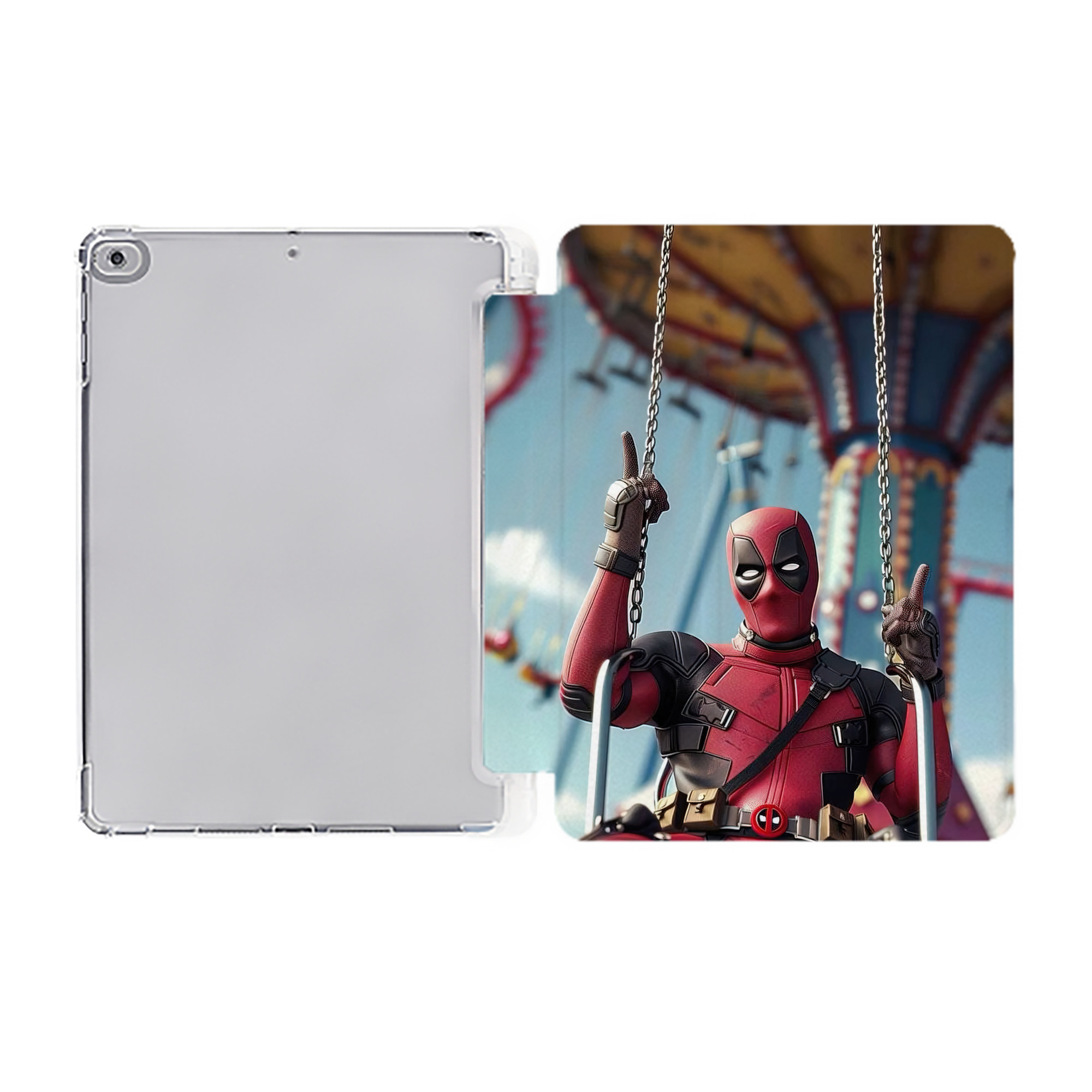 （画像用） Deadpool デッドプール IPad ケース ペン収納付き 三つ折りスタンド PUレザー×シリコン 対応機種9.5/10.5/10.9インチ